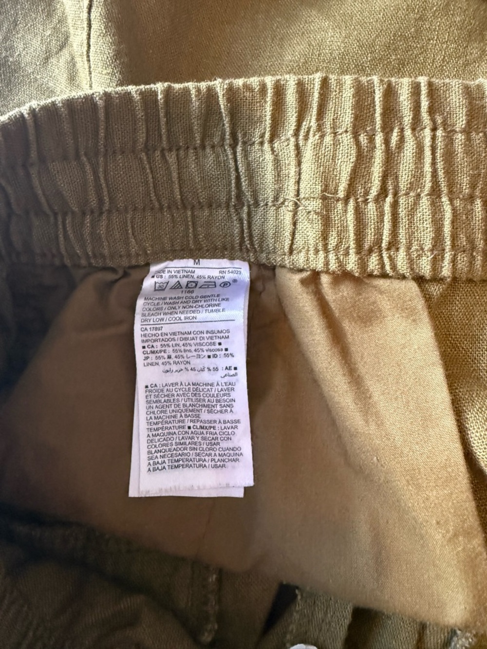 Olive Linen Blend Shorts Old Navy M Elastic Waist Casual Summer - Picture 4 of 4